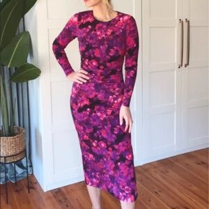 Scoop NYC Floral Midi Dress - Pink and Purple